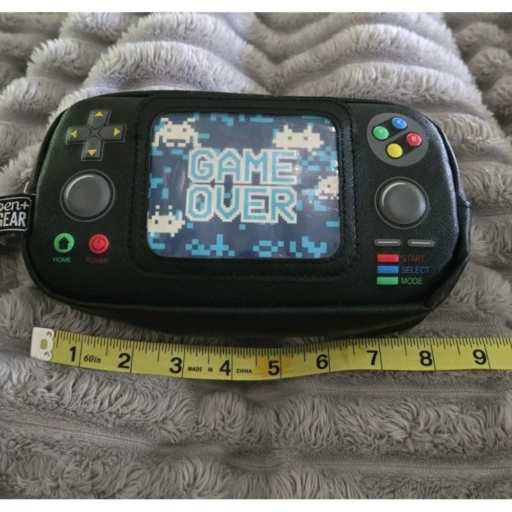 Pen‎ + Gear Retro Handheld Game Console Pencil Pouch Black Game Over Pixel Art